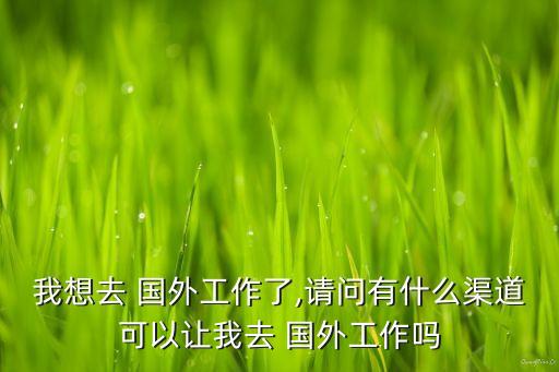 我想去 國外工作了,請問有什么渠道可以讓我去 國外工作嗎