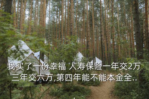 我買了一份幸福 人壽保險(xiǎn)一年交2萬(wàn)三年交六萬(wàn),第四年能不能本金全...
