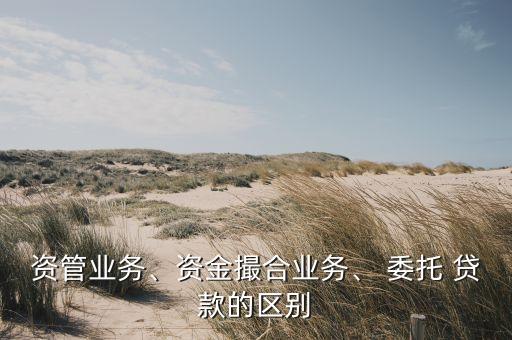 資管業(yè)務、資金撮合業(yè)務、 委托 貸款的區(qū)別