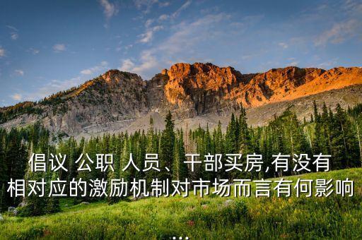 倡議 公職 人員、干部買房,有沒有相對應的激勵機制對市場而言有何影響...