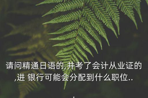 請問精通日語的,并考了會計從業(yè)證的,進(jìn) 銀行可能會分配到什么職位...