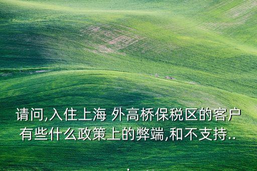 請(qǐng)問,入住上海 外高橋保稅區(qū)的客戶有些什么政策上的弊端,和不支持...