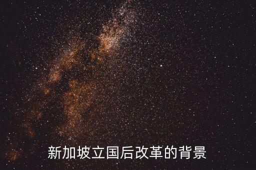 新加坡立國(guó)后改革的背景