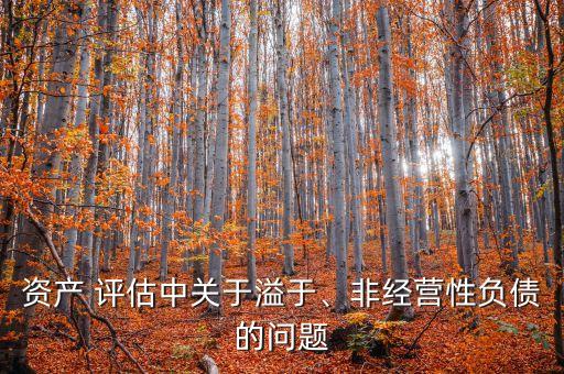 資產(chǎn) 評估中關(guān)于溢于、非經(jīng)營性負(fù)債的問題
