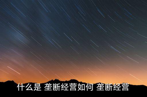 什么是 壟斷經(jīng)營(yíng)如何 壟斷經(jīng)營(yíng)