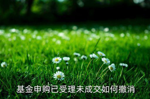  基金申購(gòu)已受理未成交如何撤消