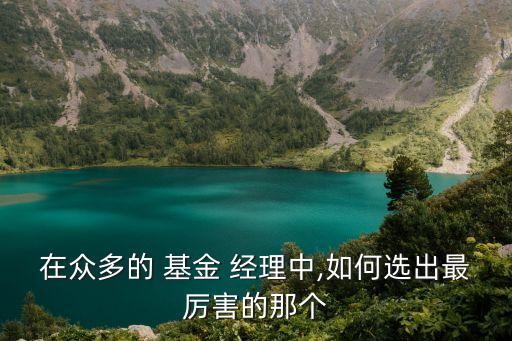 在眾多的 基金 經理中,如何選出最厲害的那個