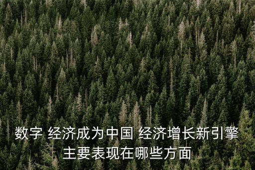數字 經濟成為中國 經濟增長新引擎主要表現在哪些方面