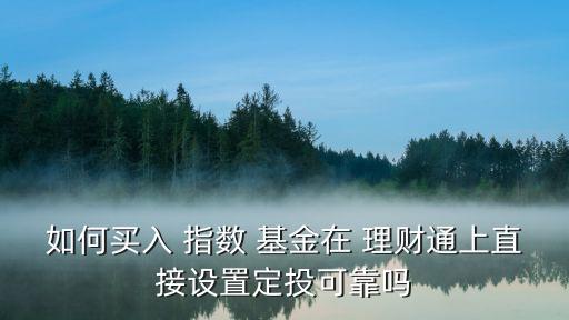 如何買入 指數(shù) 基金在 理財通上直接設置定投可靠嗎