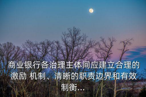  商業(yè)銀行各治理主體間應(yīng)建立合理的 激勵 機(jī)制、清晰的職責(zé)邊界和有效制衡...