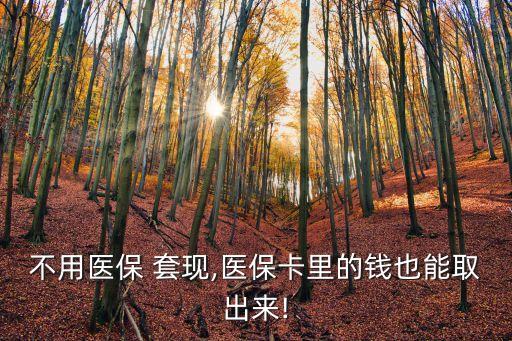 不用醫(yī)保 套現(xiàn),醫(yī)?？ɡ锏腻X也能取出來!