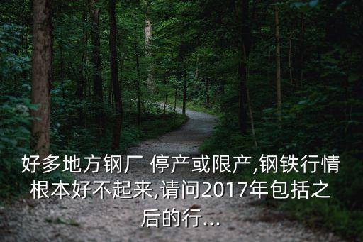 好多地方鋼廠 停產或限產,鋼鐵行情根本好不起來,請問2017年包括之后的行...