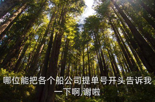 哪位能把各個(gè)船公司提單號(hào)開頭告訴我一下啊,謝啦