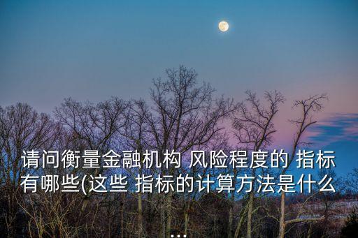 請問衡量金融機(jī)構(gòu) 風(fēng)險程度的 指標(biāo)有哪些(這些 指標(biāo)的計算方法是什么...