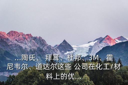 ...陶氏、 拜耳、杜邦、3M、霍尼韋爾、道達(dá)爾這些 公司在化工/材料上的優(yōu)...