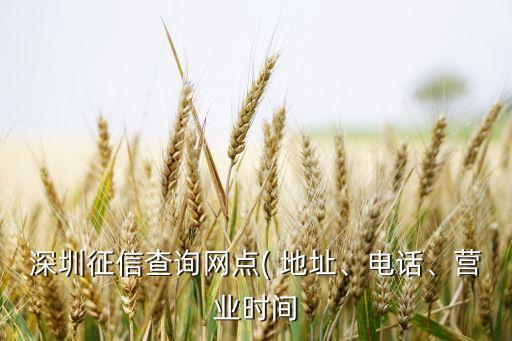 深圳征信查詢網(wǎng)點( 地址、電話、營業(yè)時間
