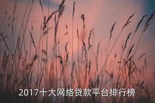 2017十大網(wǎng)絡貸款平臺排行榜