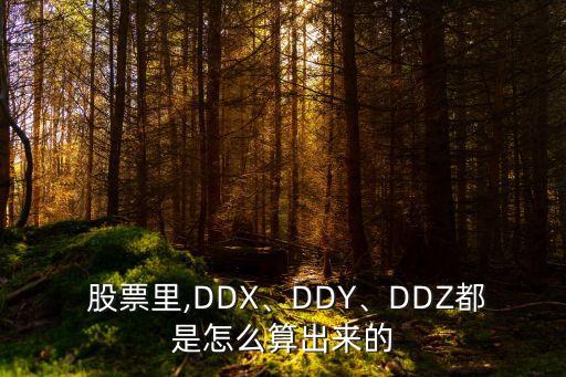  股票里,DDX、DDY、DDZ都是怎么算出來的