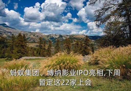螞蟻集團(tuán)、博納影業(yè)IPO亮相,下周暫定這22家上會(huì)