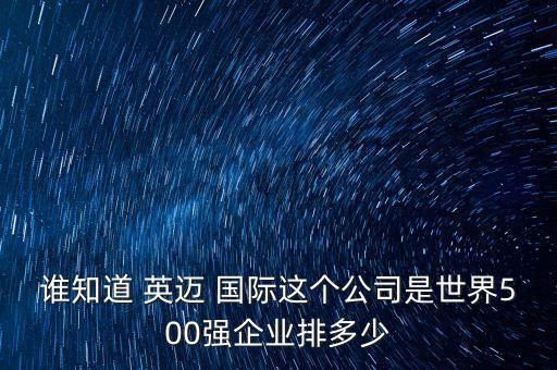 誰(shuí)知道 英邁 國(guó)際這個(gè)公司是世界500強(qiáng)企業(yè)排多少