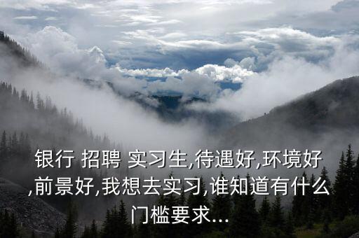銀行 招聘 實習生,待遇好,環(huán)境好,前景好,我想去實習,誰知道有什么門檻要求...