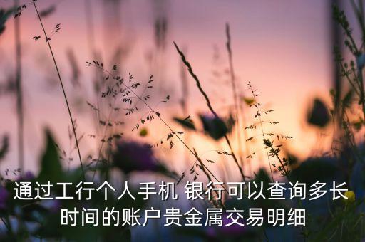 通過工行個人手機(jī) 銀行可以查詢多長時間的賬戶貴金屬交易明細(xì)