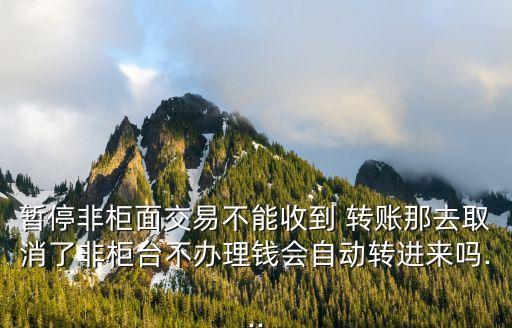 暫停非柜面交易不能收到 轉(zhuǎn)賬那去取消了非柜臺不辦理錢會自動轉(zhuǎn)進來嗎...